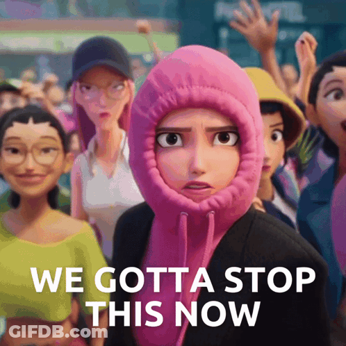 Cartoon Girl Pink Hoodie We Gotta Stop This Now GIF