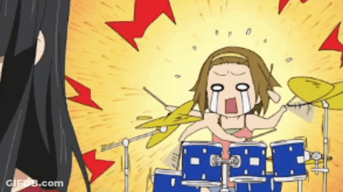Cartoon Girl Playing Drums With Tears GIF