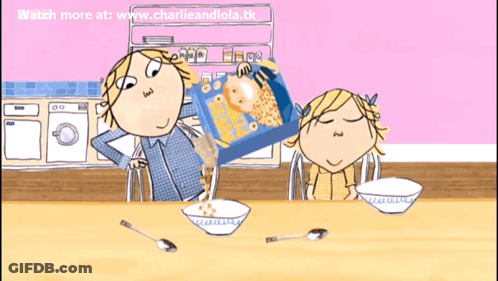 Cartoon Girl Pouring Cereal With Charlie And Lola Website GIF