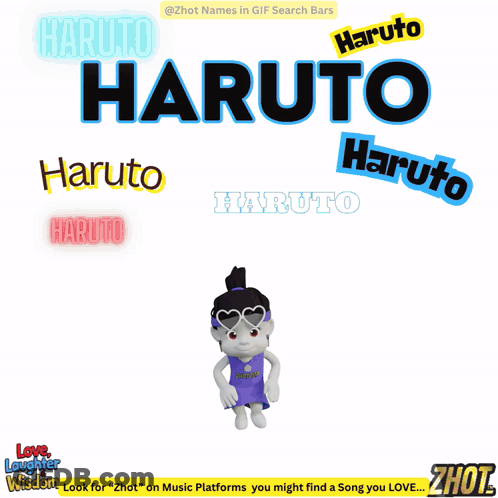 Cartoon Girl Riding Bike Surrounded By Names Haruto GIF