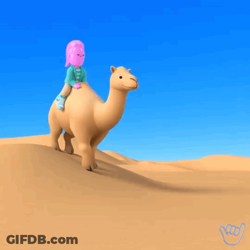 Cartoon Girl Riding Camel Saying So Chill GIF