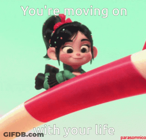 Cartoon Girl Riding Red Pencil You're Moving On With Your Life GIF