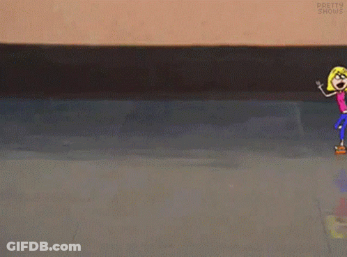 Cartoon Girl Riding Skateboard Saying Pretty Shows GIF