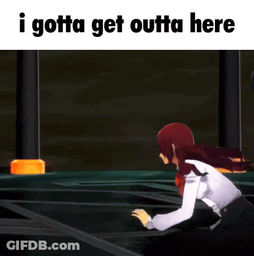 Cartoon Girl Running Saying I Gotta Get Outta Here GIF