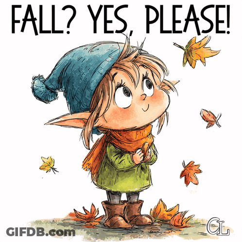 Cartoon Girl Saying Fall Yes Please GIF