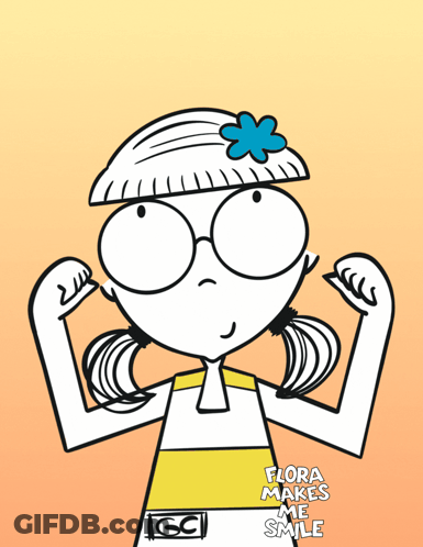 Cartoon Girl Saying Flora Makes Me Smile GIF