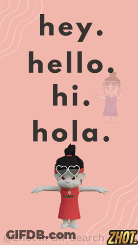 Cartoon Girl Saying Hey Hello Hi Hola GIF
