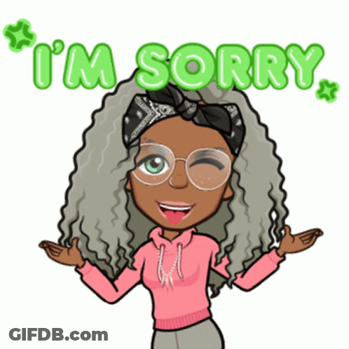 Cartoon Girl Saying I'm Sorry In Green GIF