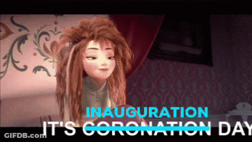 Cartoon Girl Saying Inauguration It's Coronation Day GIF