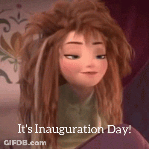 Cartoon Girl Saying It's Inauguration Day GIF