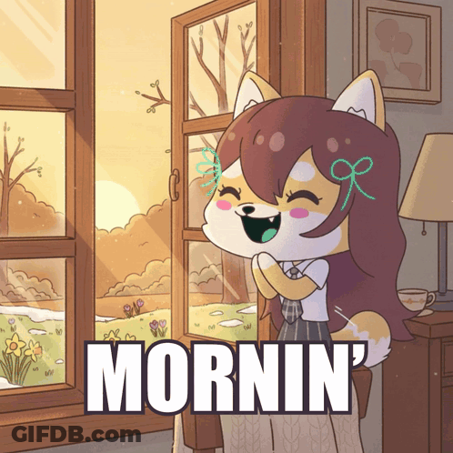 Cartoon Girl Saying Mornin GIF