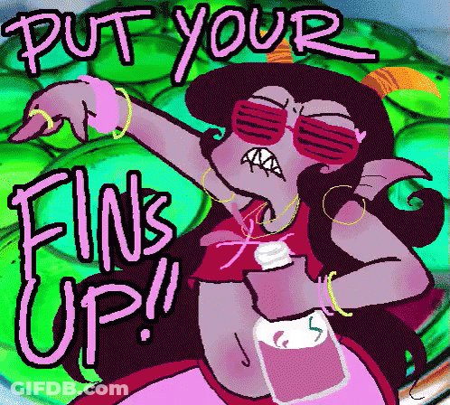 Cartoon Girl Saying Put Your Fins Up GIF