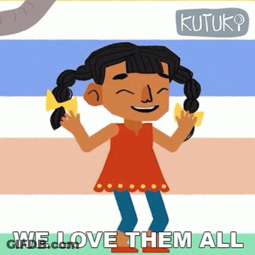 Cartoon Girl Saying We Love Them All GIF
