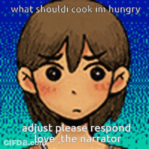 Cartoon Girl Saying What Should I Cook Im Hungry GIF