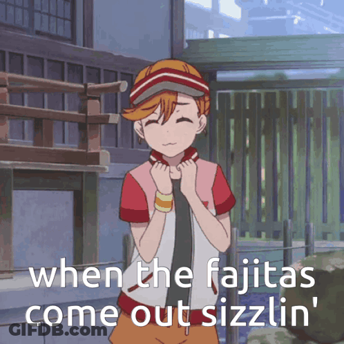 Cartoon Girl Saying When The Fajitas Come Out Sizzlin GIF