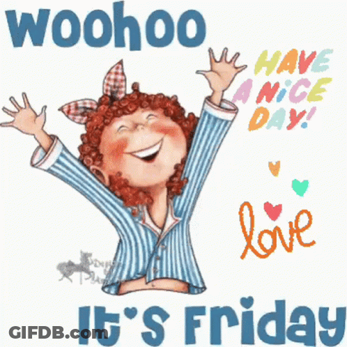 Cartoon Girl Saying Woohoo Its Friday GIF