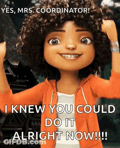 Cartoon Girl Saying Yes Mrs Coordinator GIF