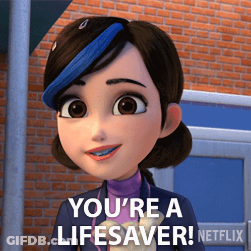 Cartoon Girl Saying You're A Lifesaver GIF