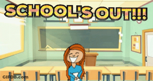 Cartoon Girl School's Out GIF