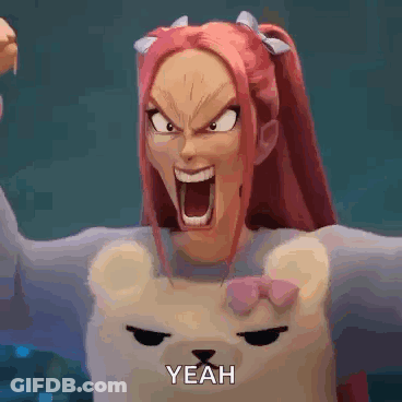 Cartoon Girl Screaming In Teddy Bear Sweater GIF