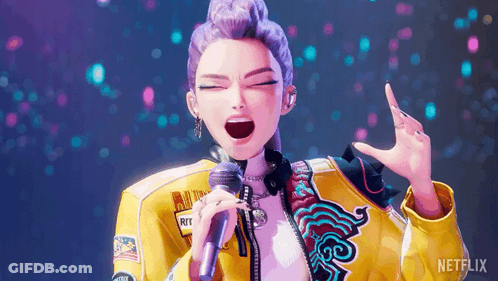 Cartoon Girl Singing Into Microphone GIF