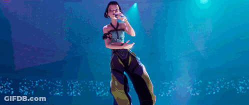 Cartoon Girl Singing Into Microphone On Stage GIF