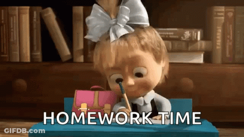 Cartoon Girl Sitting At Desk Homework Time GIF