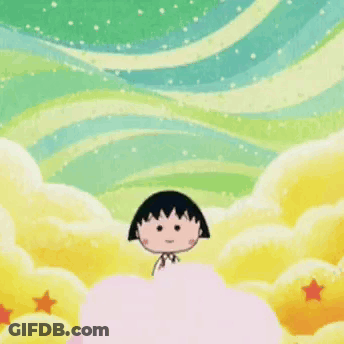 Cartoon Girl Sitting In Chair With Chinese Writing GIF