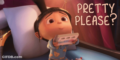 Cartoon Girl Sitting On Bed Saying Pretty Please GIF