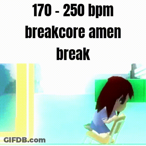 Cartoon Girl Sitting On Chair 170-250 Bpm Breakcore Amen Break GIF