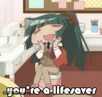 Cartoon Girl Sitting On Stool You're A Lifesaver GIF