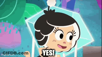 Cartoon Girl Sitting With Umbrella Says Yes GIF