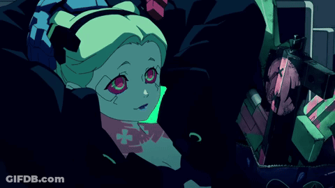 Cartoon Girl Sleeping In Box With Cross Shirt GIF