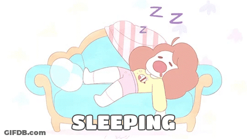 Cartoon Girl Sleeping On Couch Saying Sleeping GIF