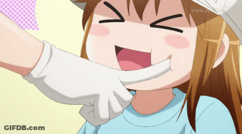 Cartoon Girl Smiling With White Glove On Face GIF