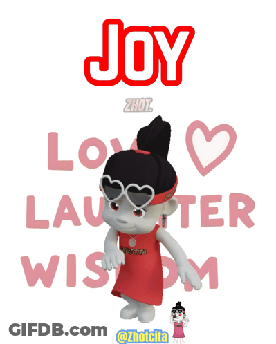 Cartoon Girl Standing Before Joy Sign GIF