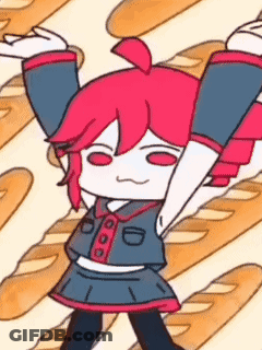 Cartoon Girl Standing In Front Of Bread GIF