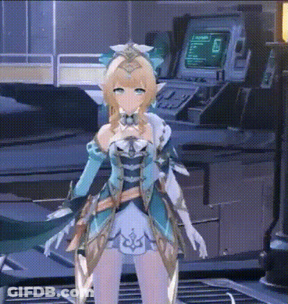 Cartoon Girl Standing In Front Of Computer Monitor GIF