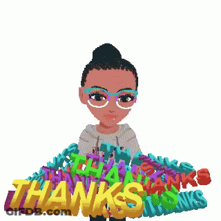 Cartoon Girl Standing In Front Of Thank You Letters GIF