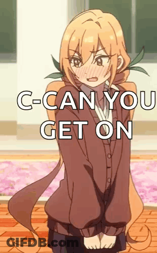 Cartoon Girl Standing In Room With Can You Get On GIF