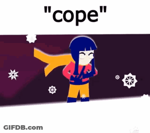 Cartoon Girl Standing In Snow Saying Cope GIF