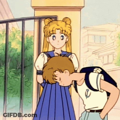 Cartoon Girl Standing Next To Boy With Backpack GIF