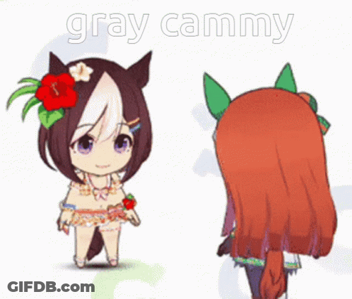 Cartoon Girl Standing Next To Horse Gray Cammy GIF