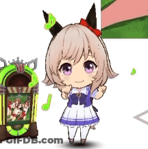 Cartoon Girl Standing Next To Jukebox GIF