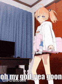 Cartoon Girl Standing With Oh My God Yea Goon GIF
