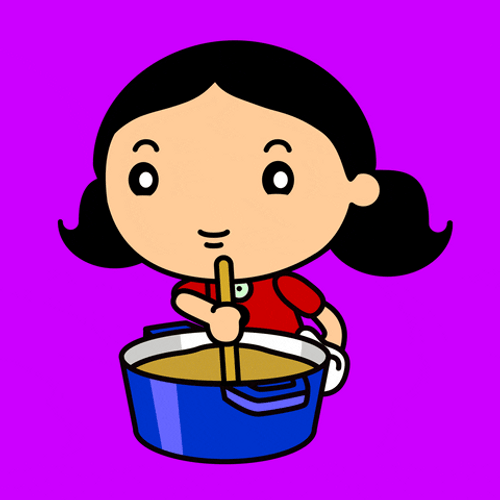 Cartoon Girl Stirring Pot GIF