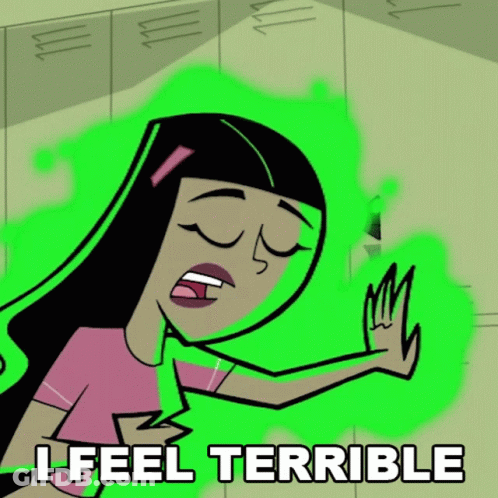 Cartoon Girl Surrounded By Green Smoke I Feel Terrible GIF