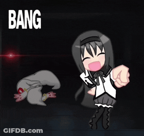 Cartoon Girl Thumbs Up Saying Bang Bang GIF