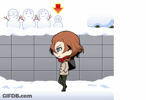 Cartoon Girl Walking In Snow GIF