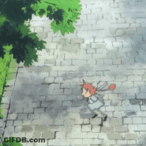 Cartoon Girl Walking On Sidewalk GIF